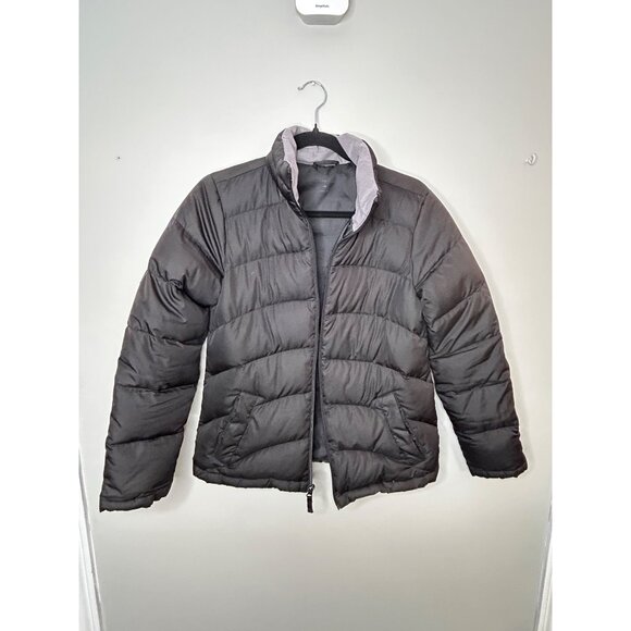 Lands End Jacket Womens Small Black Down Feather Fill Puffer Warm Full Zip Up - Picture 1 of 10
